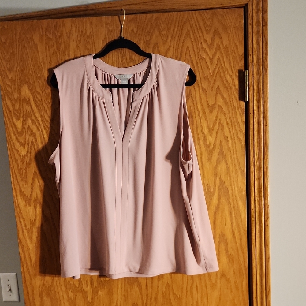 H&M Soft Pink Sleeveless Blouse, Size Xxl